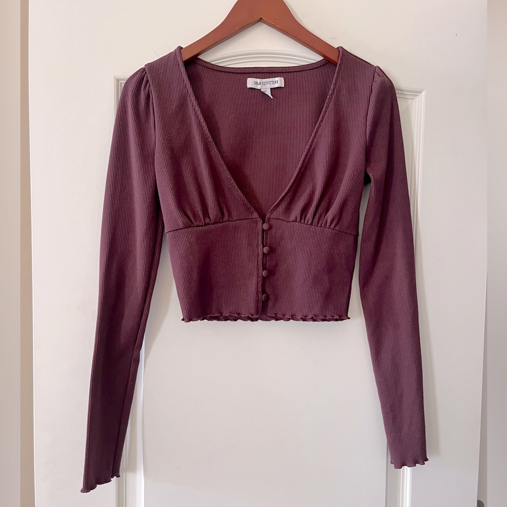 Urban Outfitters Plum Long Sleeve Crop Top